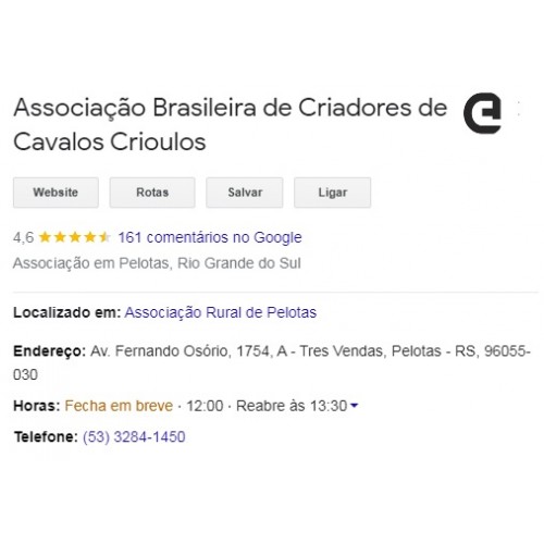 Cliente - Associação Brasileira de Criadores de Cavalos Crioulos - Pelotas - RS